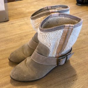 Kelsi Dagger Suede Leather & Faux Shearling Boots